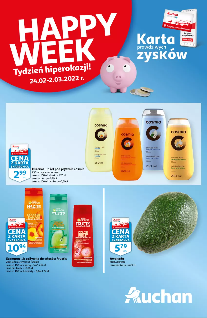 Gazetka promocyjna Auchan - Skarbonka #8 - ważna 24.02 do 02.03.2022 - strona 1 - produkty: Fructis, Mleczko, Odżywka, Szampon