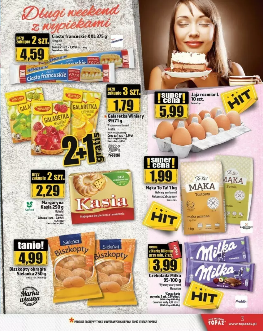 Gazetka promocyjna Topaz - ważna 08.08 do 14.08.2024 - strona 22 - produkty: Ciasto francuskie, Czekolada, Jaja, Mąka, Top