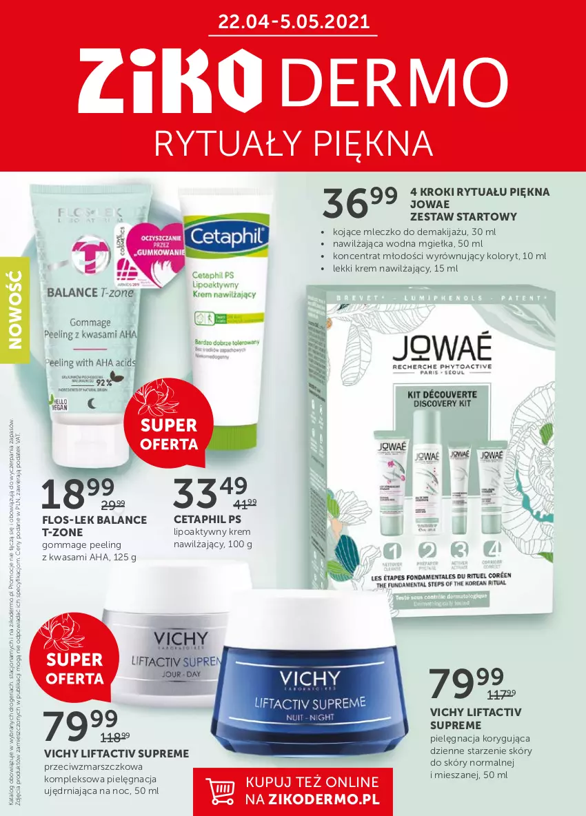 Gazetka promocyjna Ziko - 22 KWIETNIA – 5 MAJA - ważna 22.04 do 05.05.2021 - strona 1 - produkty: Cetaphil, Krem nawilżający, Makijaż, Mars, Mleczko, Peeling, Vichy, Wasa