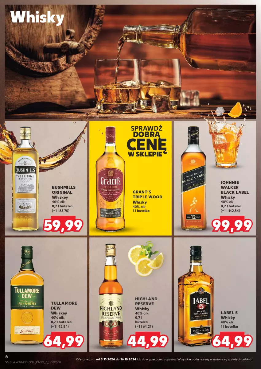 Gazetka promocyjna Kaufland - Barek Kauflandu - ważna 03.10 do 16.10.2024 - strona 6 - produkty: Bushmills, Gin, Gra, Johnnie Walker, Lack, Ser, Tullamore Dew, Whiskey, Whisky