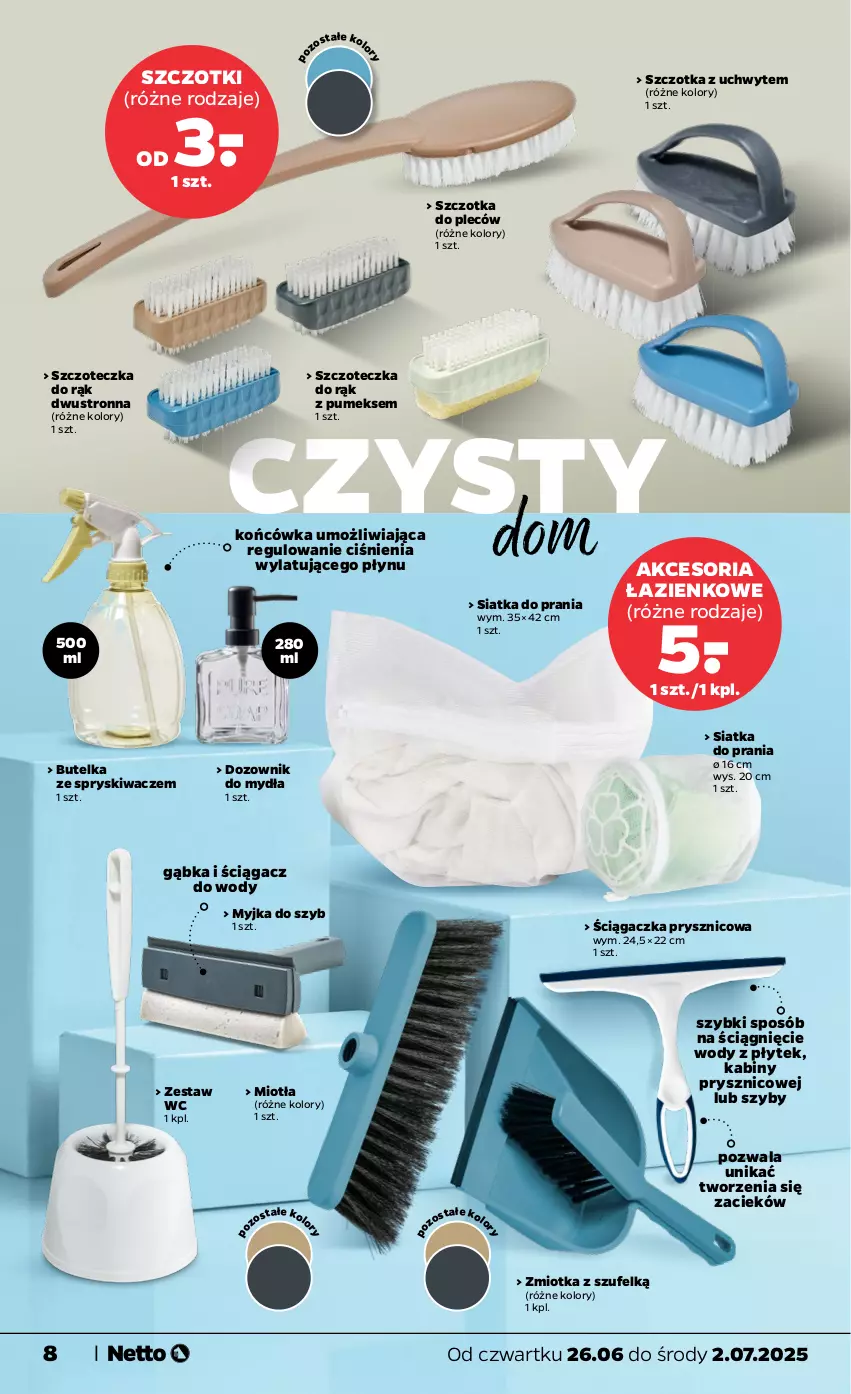Gazetka promocyjna Netto - Od Czwartku Przemysłowa - ważna 26.06 do 02.07.2025 - strona 8 - produkty: Butelka ze spryskiwaczem, Dozownik, Miotła, Pumeks, Siatka, Szczoteczka, Szczotka