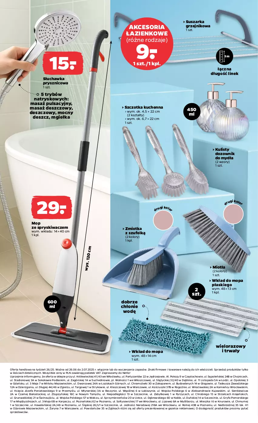Gazetka promocyjna Netto - Od Czwartku Przemysłowa - ważna 26.06 do 02.07.2025 - strona 9 - produkty: Dozownik, Fa, Gry, Grzejnik, Karp, Kujawski, Miotła, Mop, Podlaski, Słuchawka prysznicowa, Sok, Stock, Suszarka, Szczotka, Top, Wino, Wkład do mopa