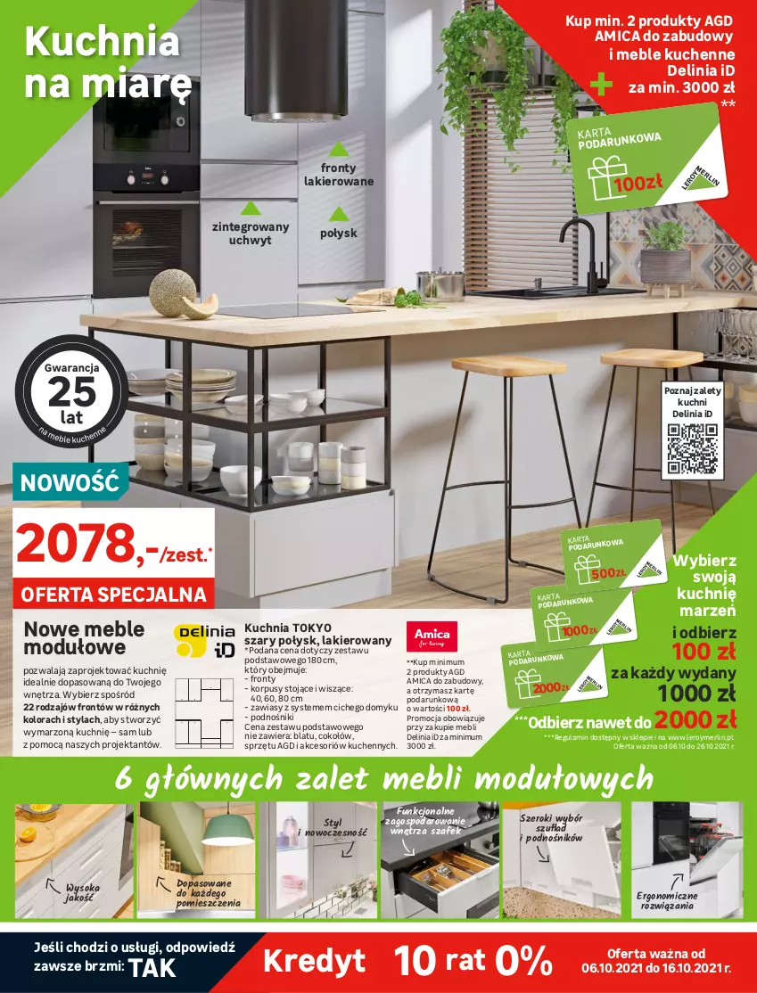 Gazetka promocyjna Leroy Merlin - Nowe Wnętrze - ważna 06.10 do 26.10.2021 - strona 20 - produkty: Amica, Bateria, Gra, Korpusy, Kosz, Kuchnia, Lakier, Meble, Pokrywa, Rum, Sok, Syfon, Zestaw mebli kuchennych, Zlew, Zlewozmywak