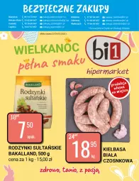 Gazetka promocyjna Bi1 - Wielkanoc pełna smaku - Gazetka - ważna od 29.03 do 29.03.2022 - strona 1 - produkty: Piec, Rodzynki, Kiełbasa biała, Kiełbasa, Bakalland