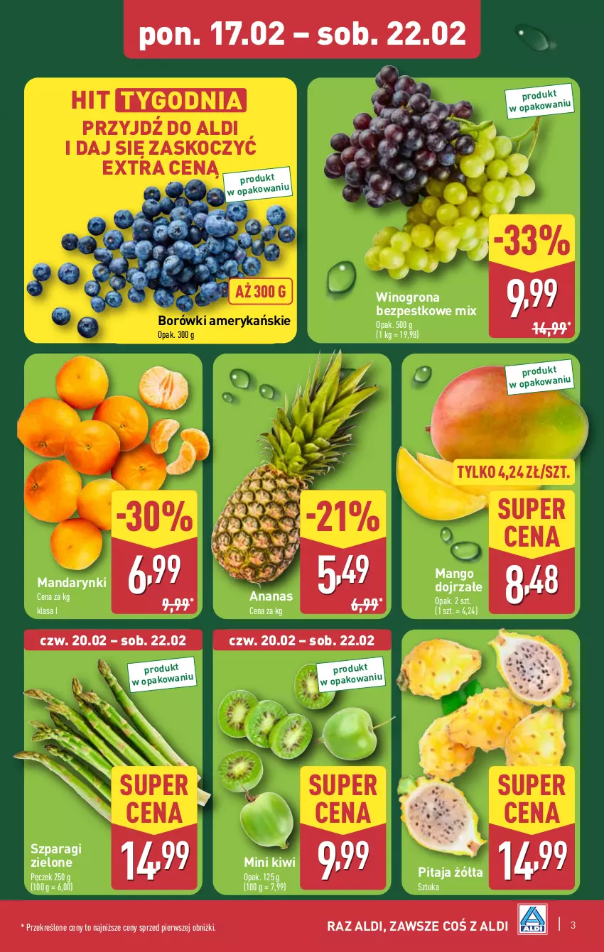 Gazetka promocyjna Aldi - Farmer ALDIK poleca świeże owoce i warzywa - ważna 17.02 do 22.02.2025 - strona 3 - produkty: Ananas, Kiwi, Koc, Mandarynki, Mango, Wino, Winogrona, Winogrona bezpestkowe