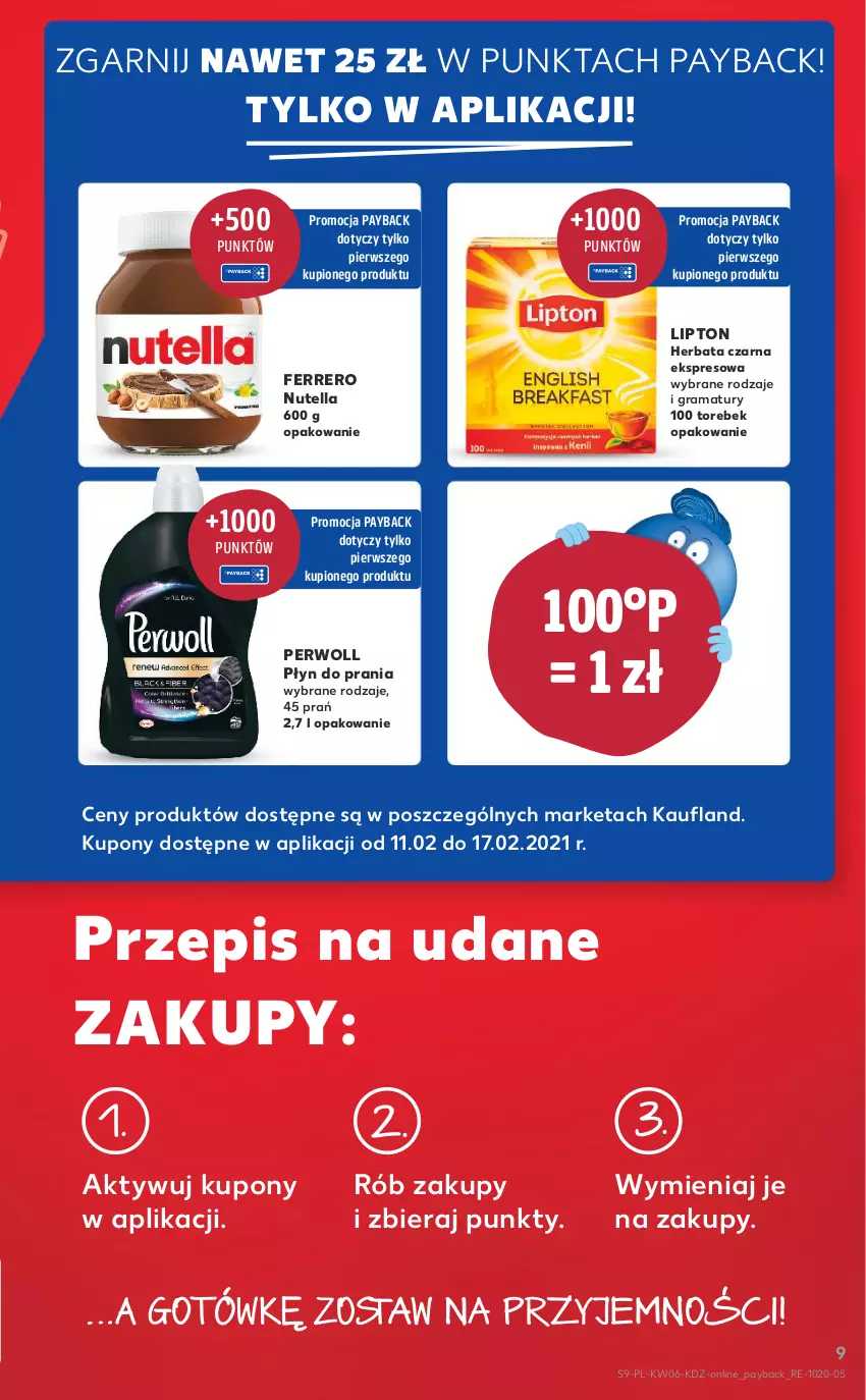 Gazetka promocyjna Kaufland - OFERTA TYGODNIA - ważna 11.02 do 17.02.2021 - strona 9 - produkty: Ferrero, Gra, Herbata, Herbata czarna, Lipton, Nutella, Perwoll, Płyn do prania, Rama