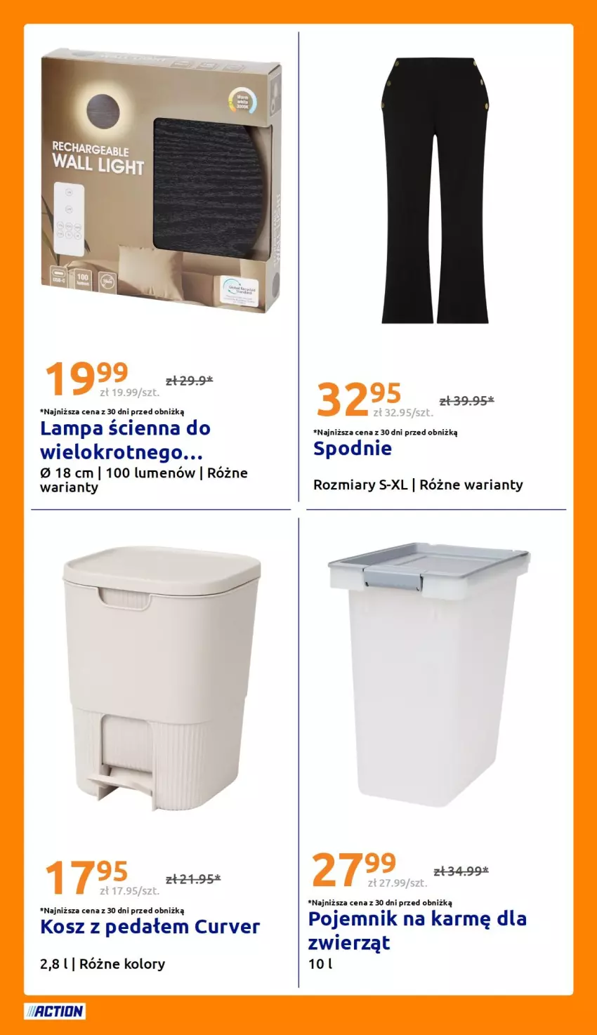 Gazetka promocyjna Action - Gazetka tydzień 32 2026 - ważna 05.08 do 11.08.2026 - strona 33 - produkty: Kosz, Lampa, Lampa ścienna, Pojemnik, Spodnie