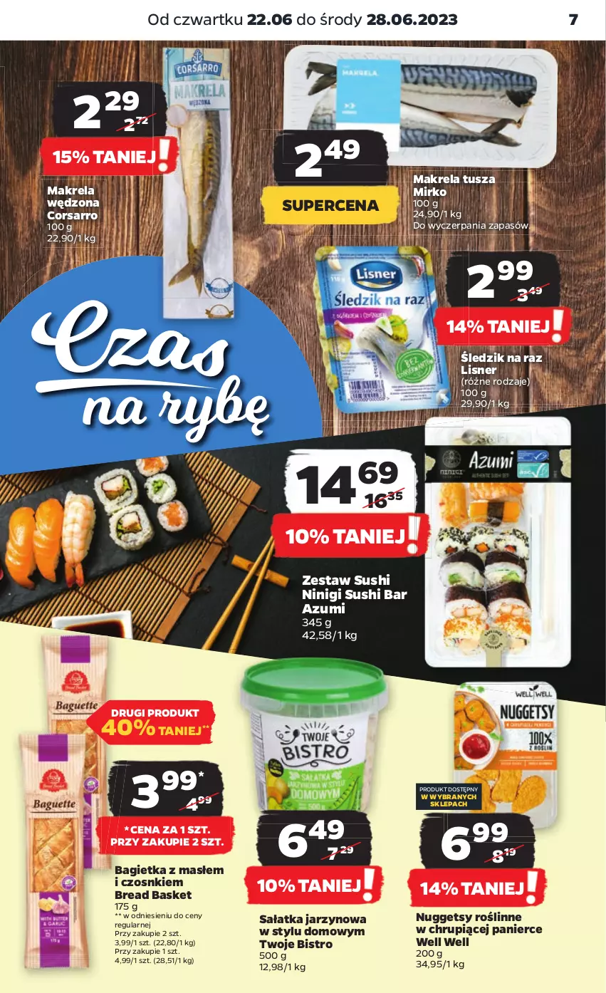 Gazetka promocyjna Netto - Artykuły spożywcze - ważna 22.06 do 28.06.2023 - strona 7 - produkty: Bagietka, Lisner, Sałat, Sałatka, Sushi, Tusz