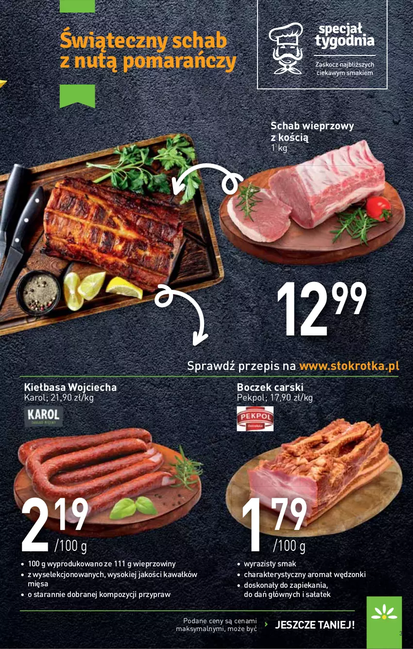 Gazetka promocyjna Stokrotka - Supermarket - ważna 22.12 do 28.12.2021 - strona 3 - produkty: Boczek, Cars, Kawa, Kiełbasa, Pekpol, Sałat, Schab wieprzowy, Sok