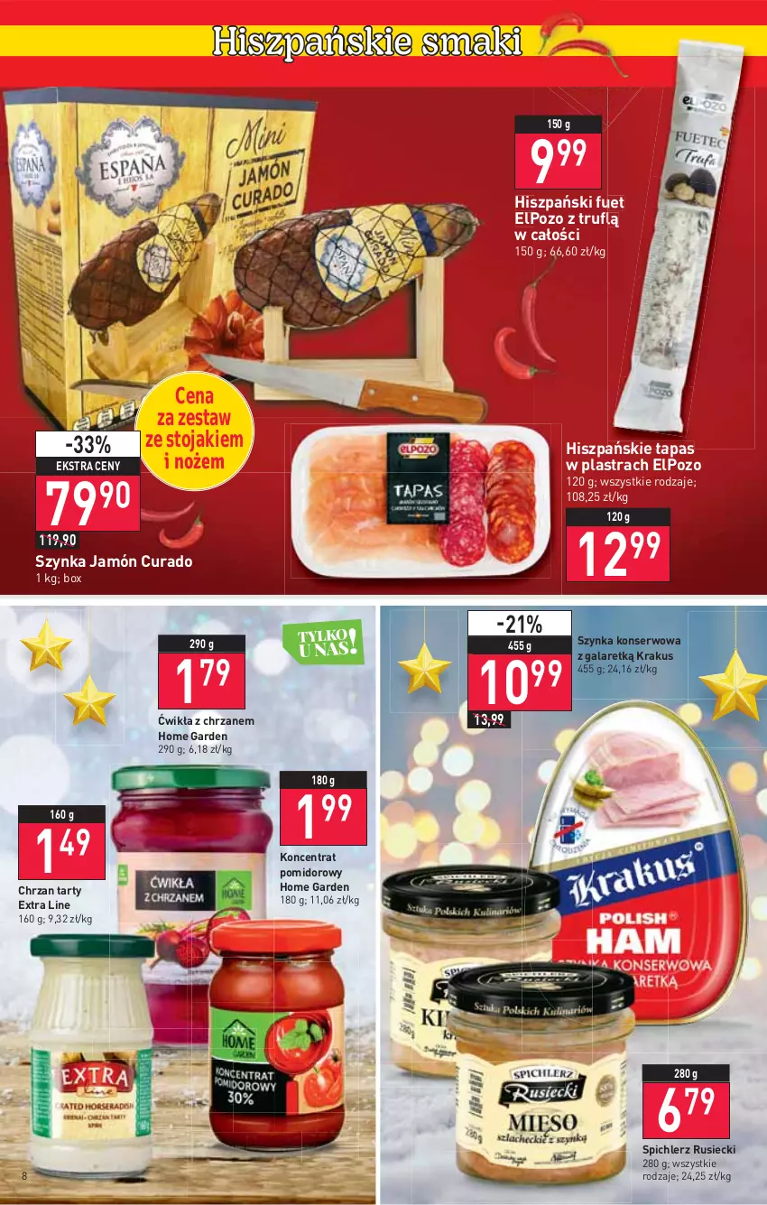 Gazetka promocyjna Stokrotka - Supermarket - ważna 22.12 do 28.12.2021 - strona 8 - produkty: Chrzan, Gala, Koncentrat pomidorowy, Krakus, Ser, Spichlerz Rusiecki, Stojak, Szynka, Szynka konserwowa