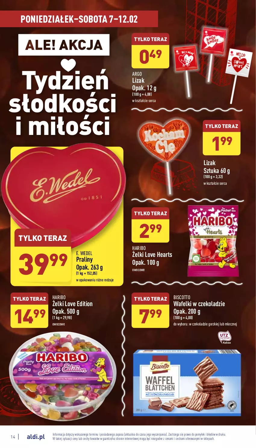 Gazetka promocyjna Aldi - Pełny katalog - ważna 07.02 do 12.02.2022 - strona 14 - produkty: E. Wedel, Haribo, Praliny, Ser, Tera