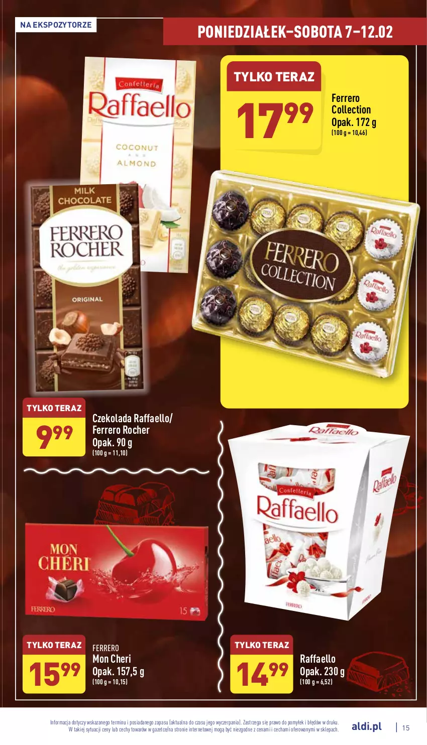 Gazetka promocyjna Aldi - Pełny katalog - ważna 07.02 do 12.02.2022 - strona 15 - produkty: Czekolada, Fa, Ferrero, Ferrero Rocher, Raffaello, Tera