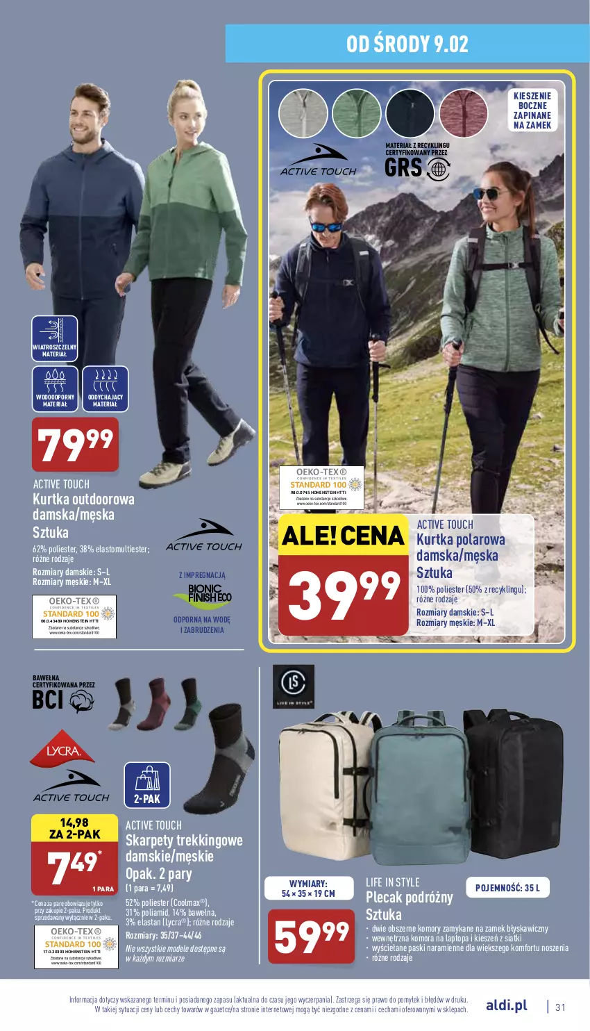 Gazetka promocyjna Aldi - Pełny katalog - ważna 07.02 do 12.02.2022 - strona 31 - produkty: Karp, Kurtka, Olma, Plecak, Por, Top, Wełna