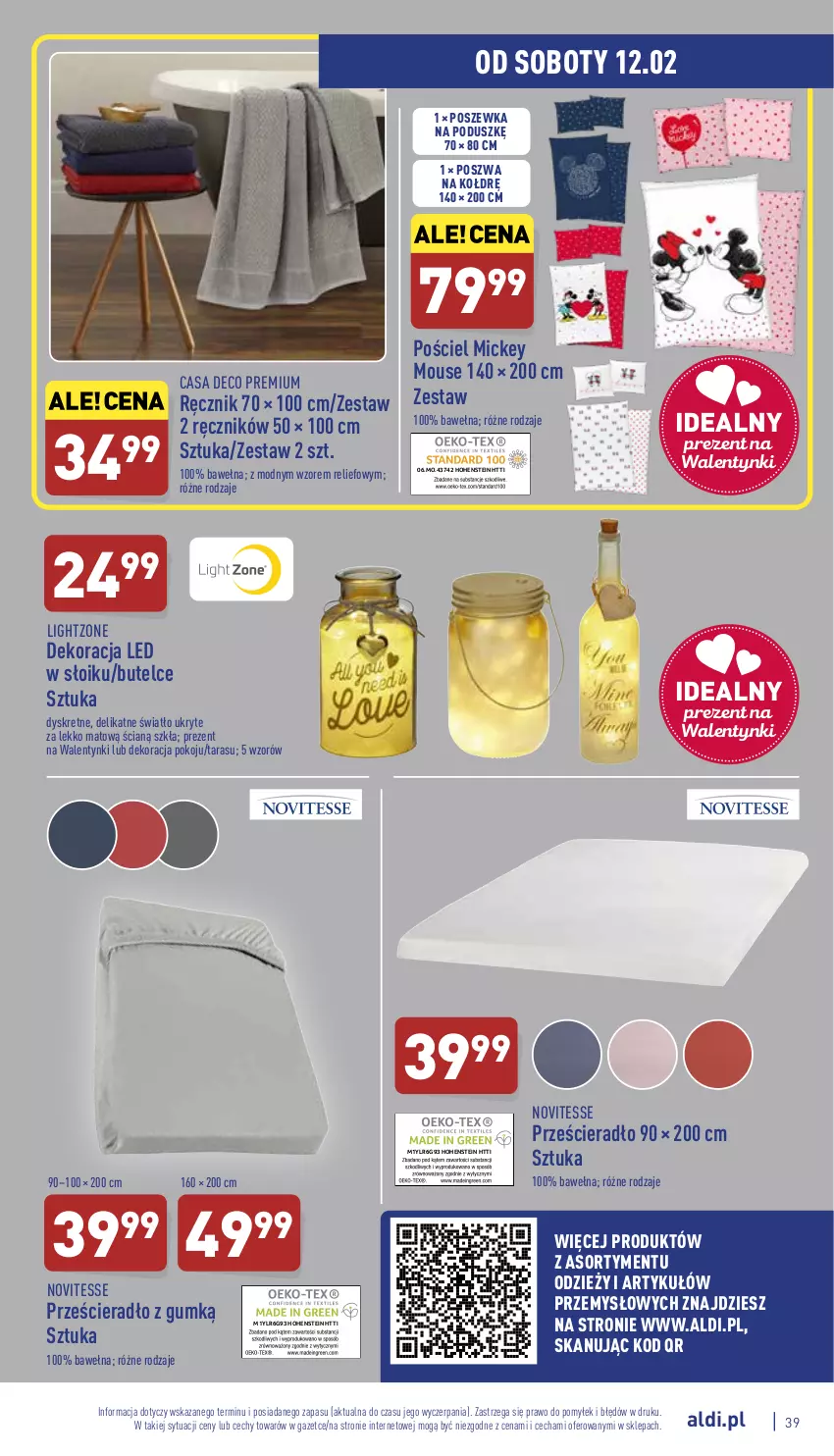 Gazetka promocyjna Aldi - Pełny katalog - ważna 07.02 do 12.02.2022 - strona 39 - produkty: Dekoracja LED, Kret, Pościel, Poszewka, Prześcieradło, Ręcznik, Wełna