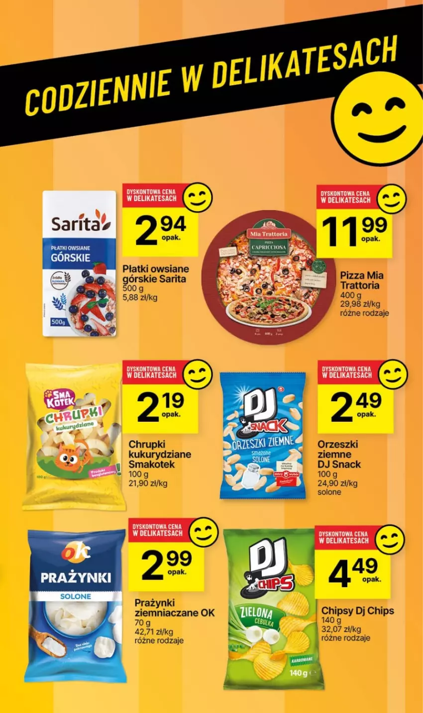 Gazetka promocyjna Delikatesy Centrum - Dyskontowe ceny w Delikatesach Centrum - ważna 15.02 do 21.02.2024 - strona 38 - produkty: Chipsy, Chrupki, Kotek, Orzeszki, Pizza, Płatki owsiane, Sarita, Smakotek