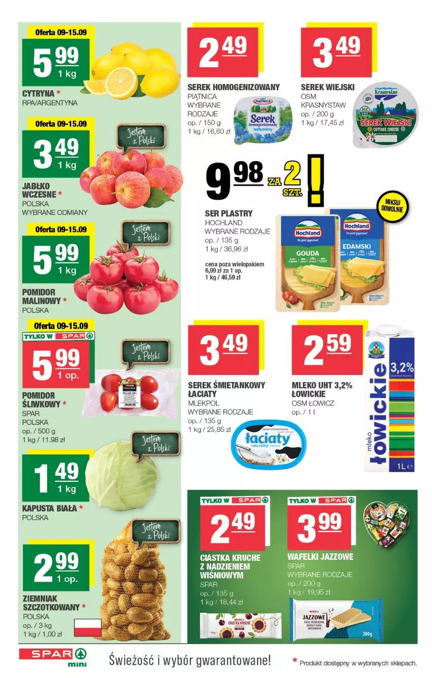 Gazetka promocyjna Spar - Spar-Mini - ważna 09.09 do 20.09.2026 - strona 2 - produkty: Edam, Hochland, Mleko, Piątnica, Ser, Serek, Serek homogenizowany, Serek wiejski