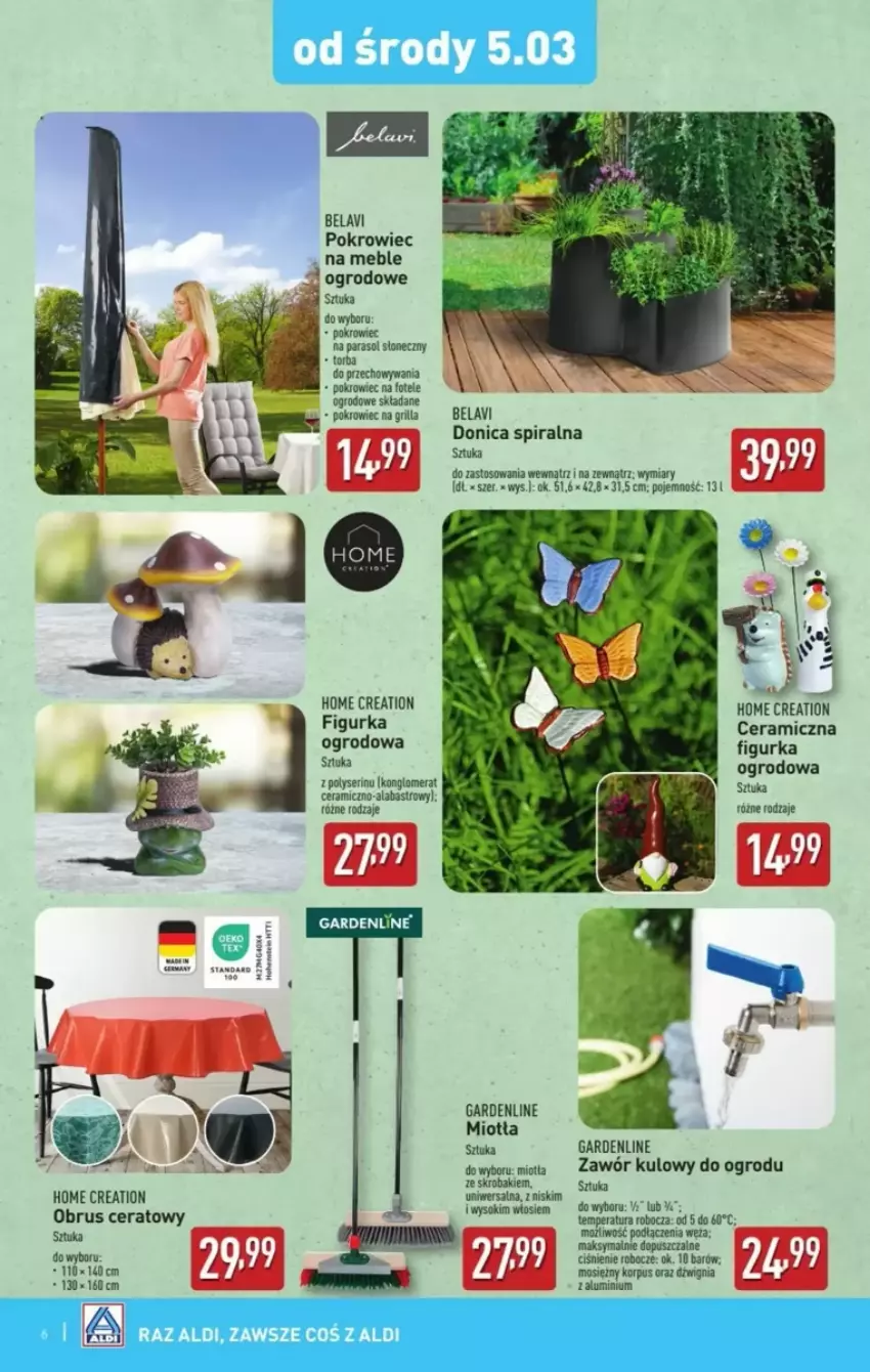 Gazetka promocyjna Aldi - ważna 05.03 do 22.03.2025 - strona 10 - produkty: Dźwig, Figurka ceramiczna, Grill, Meble, Miotła, Obrus, Parasol, Pokrowiec