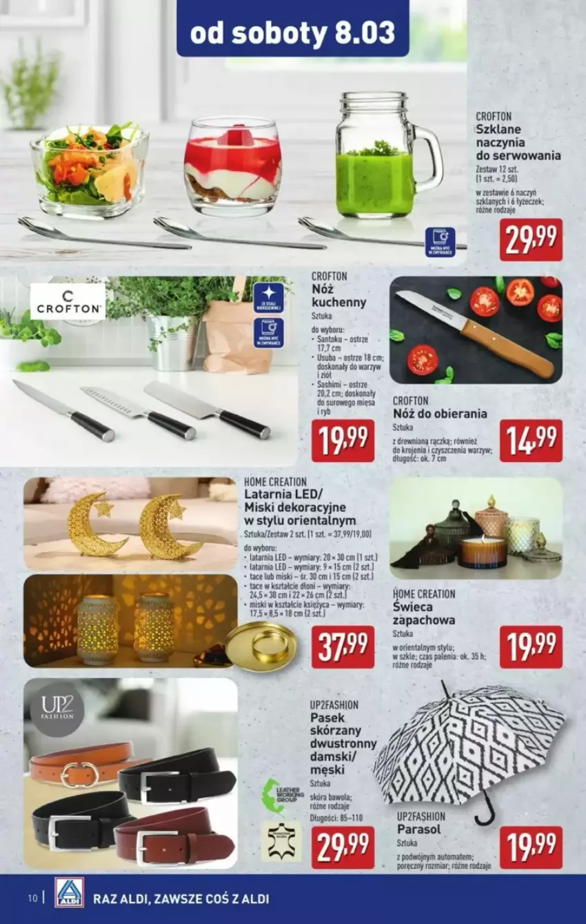 Gazetka promocyjna Aldi - ważna 05.03 do 22.03.2025 - strona 2 - produkty: Fa, Latarnia, LG, Noż, Parasol, Pasek, Por, Ser, Szklane naczynia