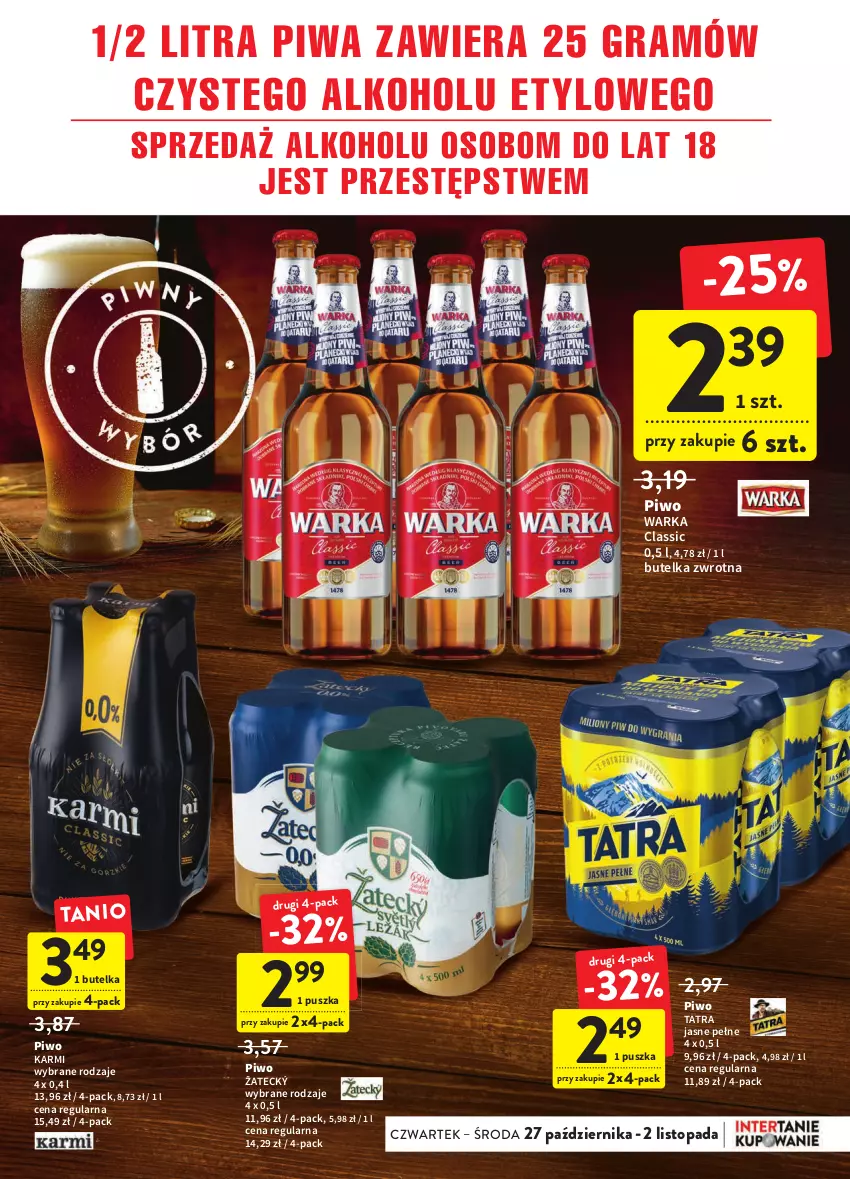 Gazetka promocyjna Intermarche - Gazetka Intermarche - ważna 27.10 do 02.11.2022 - strona 35 - produkty: Gra, Karmi, Piwa, Piwo, Tatra, Top, Warka