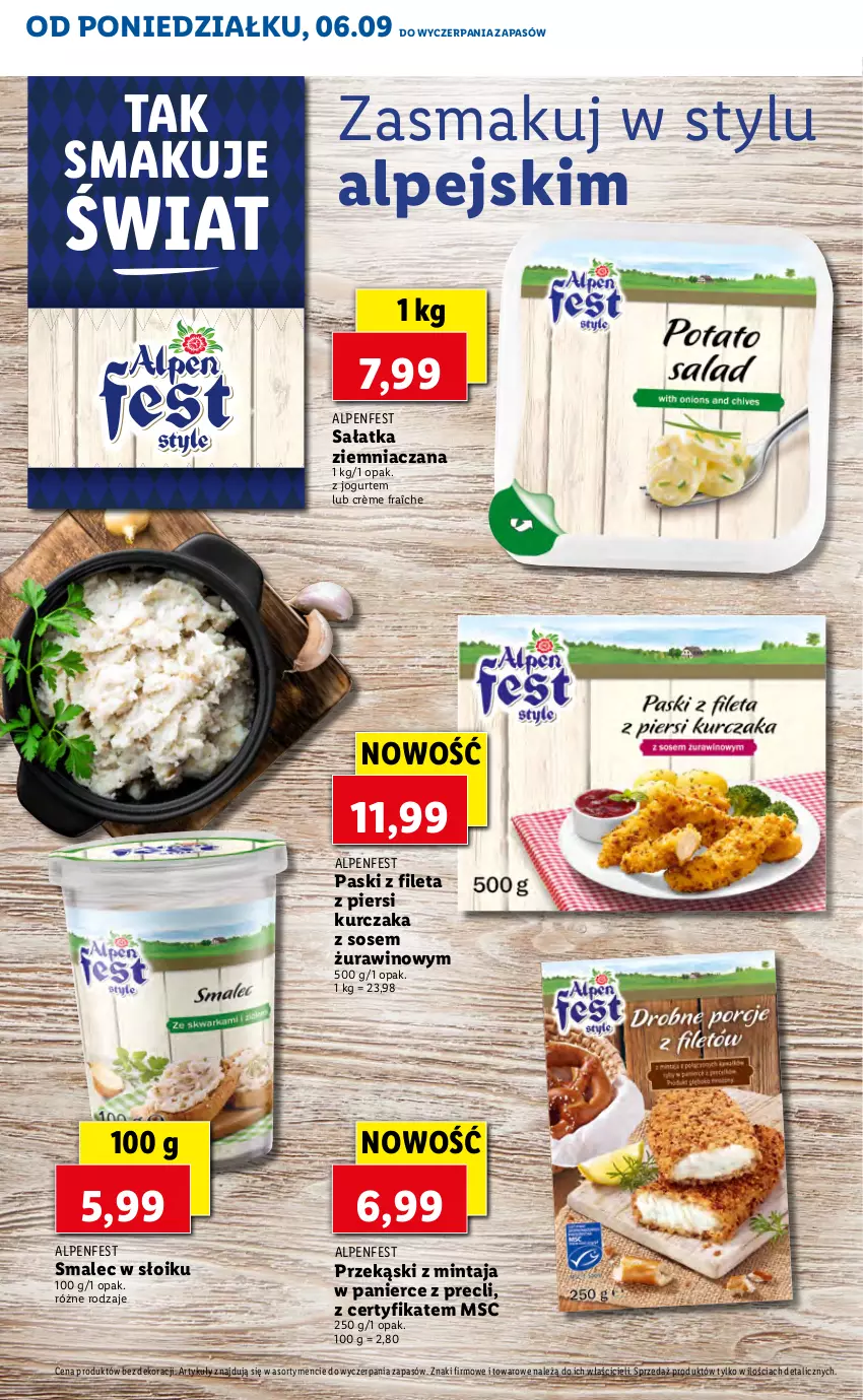 Gazetka promocyjna Lidl - KATALOG Z OFERTĄ ALPENFEST - ważna 06.09 do 10.09.2021 - strona 7 - produkty: Jogurt, Kurczak, Mintaj, Sałat, Sałatka, Smalec, Sos, Wino