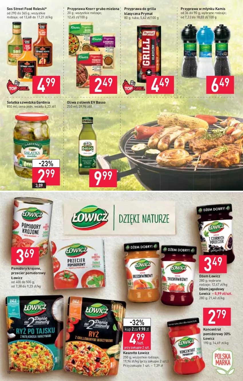 Gazetka promocyjna Stokrotka - Supermarket - ważna 29.04 do 05.05.2021 - strona 10 - produkty: Dżem, Grill, Kamis, Knorr, Koncentrat pomidorowy, Oliwa z oliwek, Pomidory, Pomidory krojone, Prymat, Sałat, Sałatka, Sos, Zott