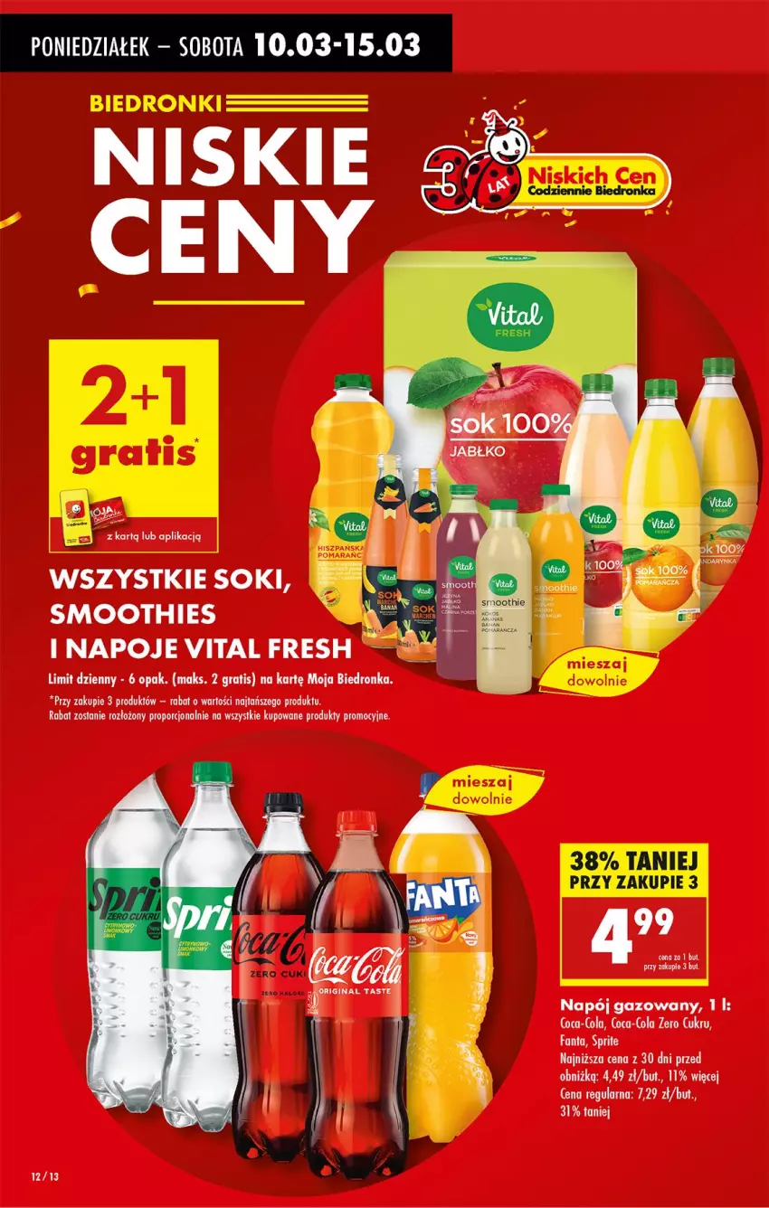 Gazetka promocyjna Biedronka - Od Poniedziałku - ważna 10.03 do 15.03.2025 - strona 14 - produkty: Coca-Cola, Fa, Fanta, Gra, Napój, Napój gazowany, Napoje, Por, Sprite