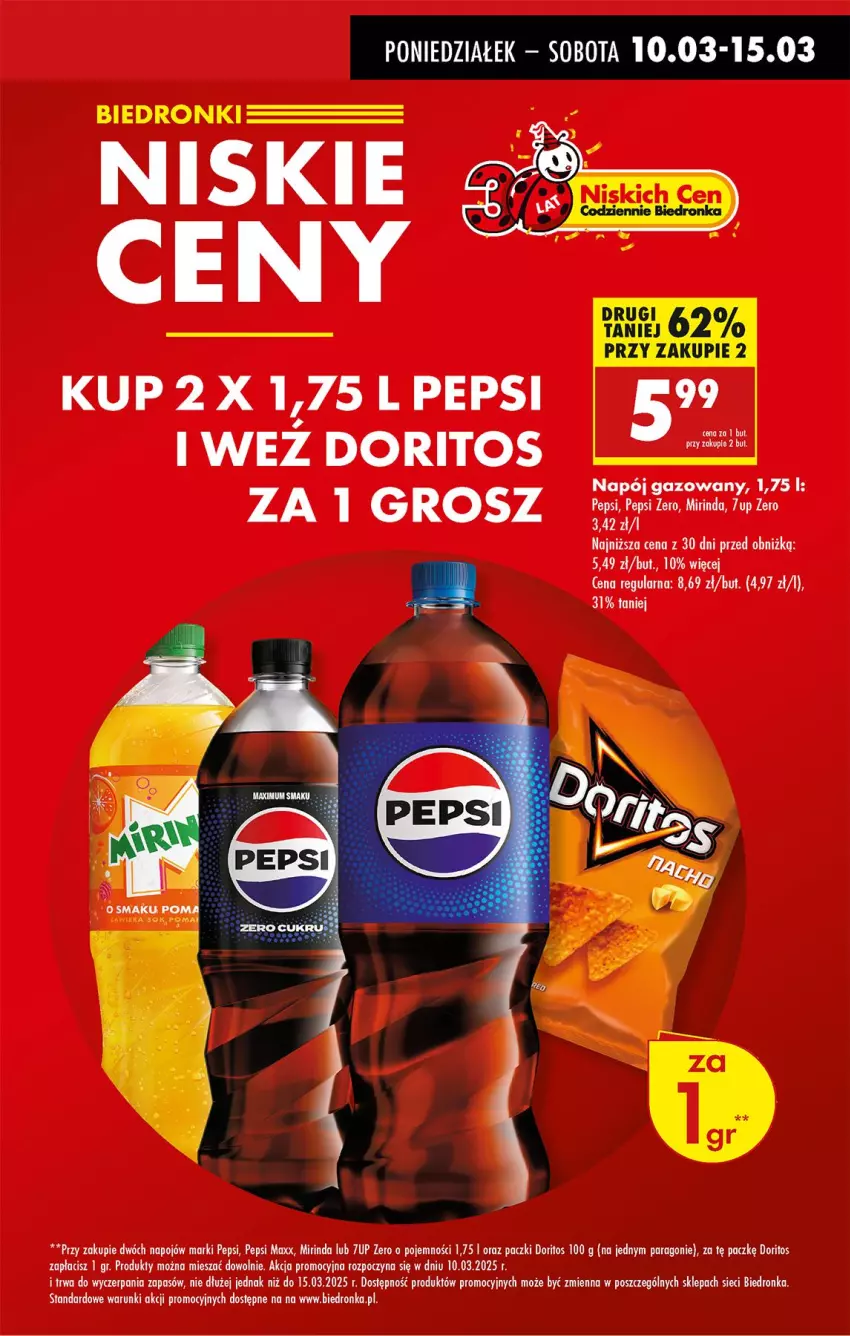 Gazetka promocyjna Biedronka - Od Poniedziałku - ważna 10.03 do 15.03.2025 - strona 15 - produkty: 7up, Mirinda, Pepsi, Pepsi max, Pupa