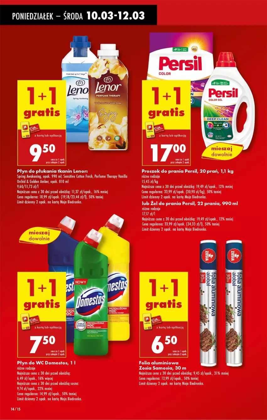 Gazetka promocyjna Biedronka - Od Poniedziałku - ważna 10.03 do 15.03.2025 - strona 16 - produkty: Domestos, Folia aluminiowa, Lenor, Perfum, Persil, Płyn do płukania, Płyn do wc, Proszek do prania, Sos