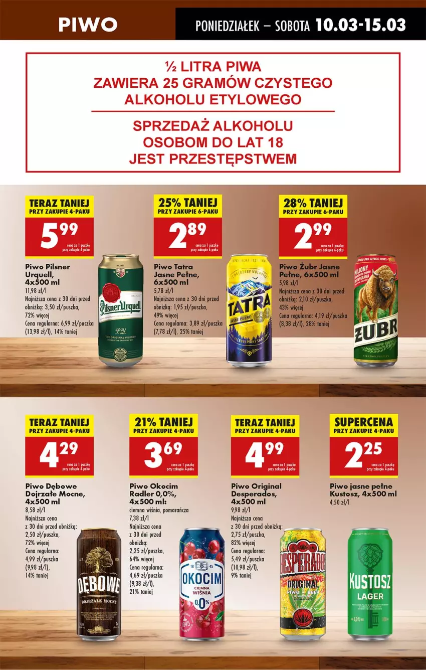 Gazetka promocyjna Biedronka - Od Poniedziałku - ważna 10.03 do 15.03.2025 - strona 51 - produkty: Desperados, Gin, Koc, Okocim, Pilsner Urquell, Piwo, Piwo jasne, Radler, Tatra, Tera