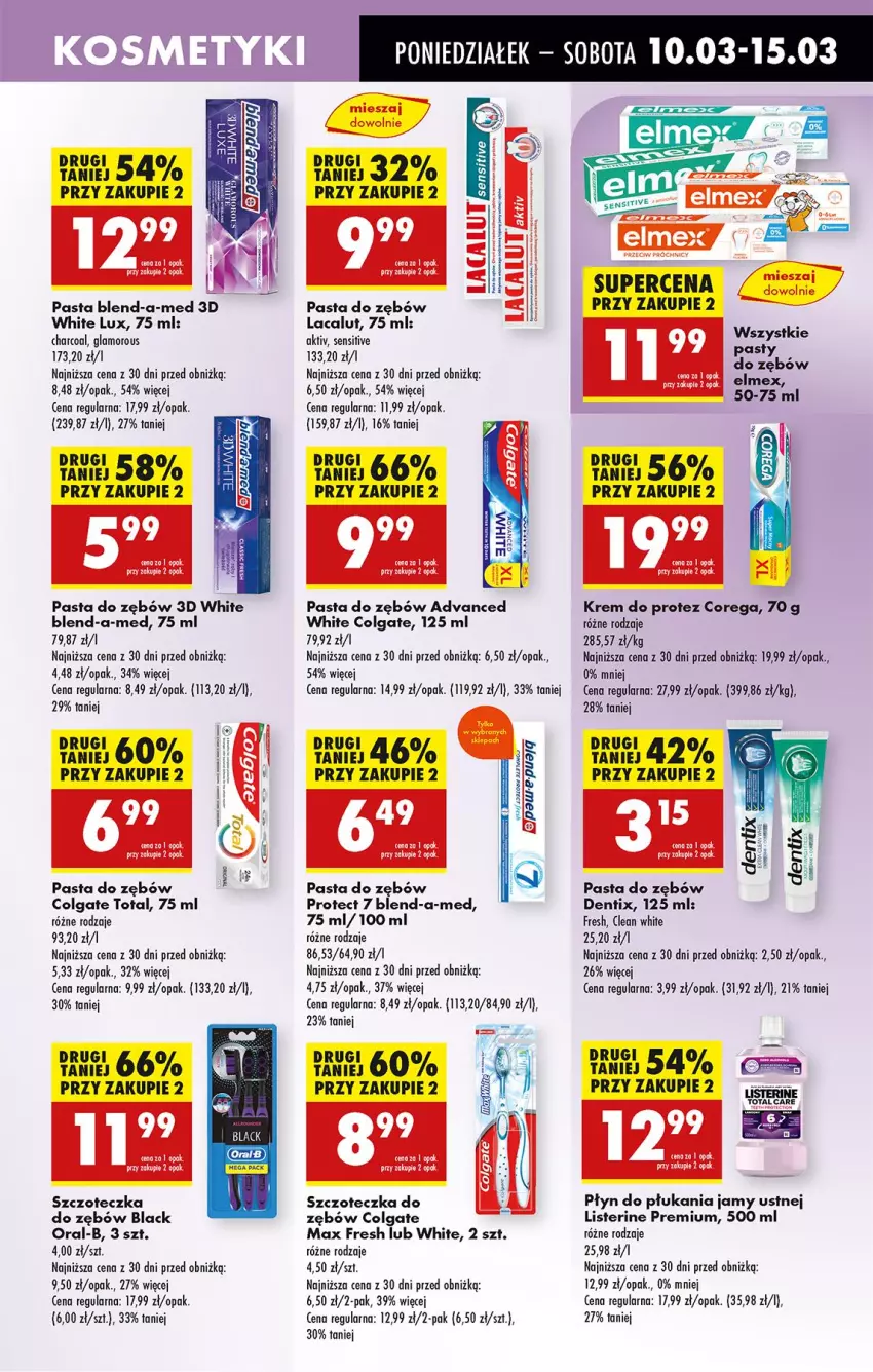 Gazetka promocyjna Biedronka - Od Poniedziałku - ważna 10.03 do 15.03.2025 - strona 55 - produkty: Blend-a-Med, Colgate, Colgate Total, Corega, Elmex, Lacalut, Lack, LG, Listerine, Pasta do zębów, Płyn do płukania, Płyn do płukania jamy ustnej, Szczoteczka, Szczoteczka do zębów