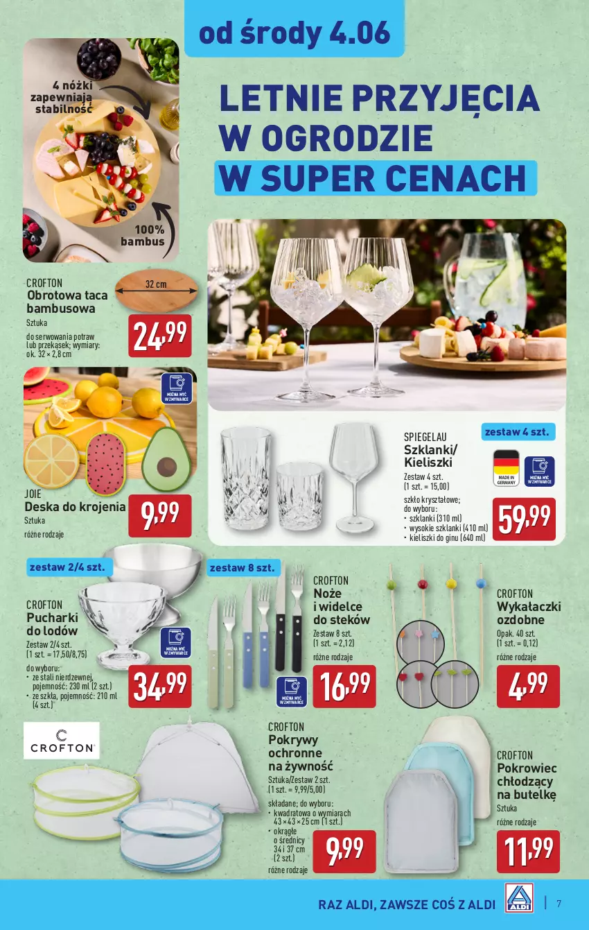 Gazetka promocyjna Aldi - Artykuły przemysłowe i tekstylia - ważna 04.06 do 07.06.2025 - strona 7 - produkty: Deska do krojenia, Gin, Lanki, Noż, Pokrowiec, Ser, Sok, Stek, Taca