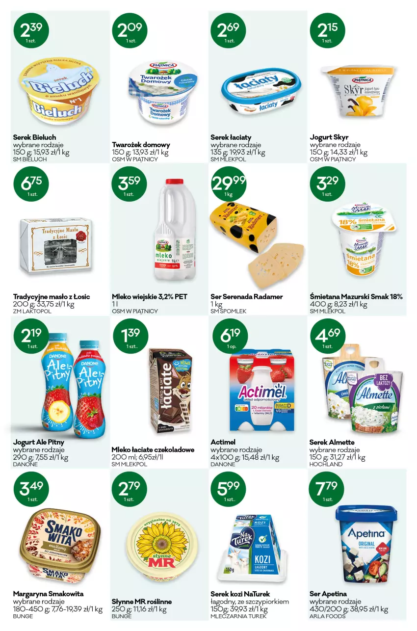 Gazetka promocyjna Groszek - ważna 21.01 do 01.02.2022 - strona 4 - produkty: Actimel, Almette, Bieluch, Danone, Gin, Hochland, Isla, Jogurt, Margaryna, Masło, Mleko, Radamer, Ser, Serek, Słynne, Słynne MR Roślinne, Smakowita, Top