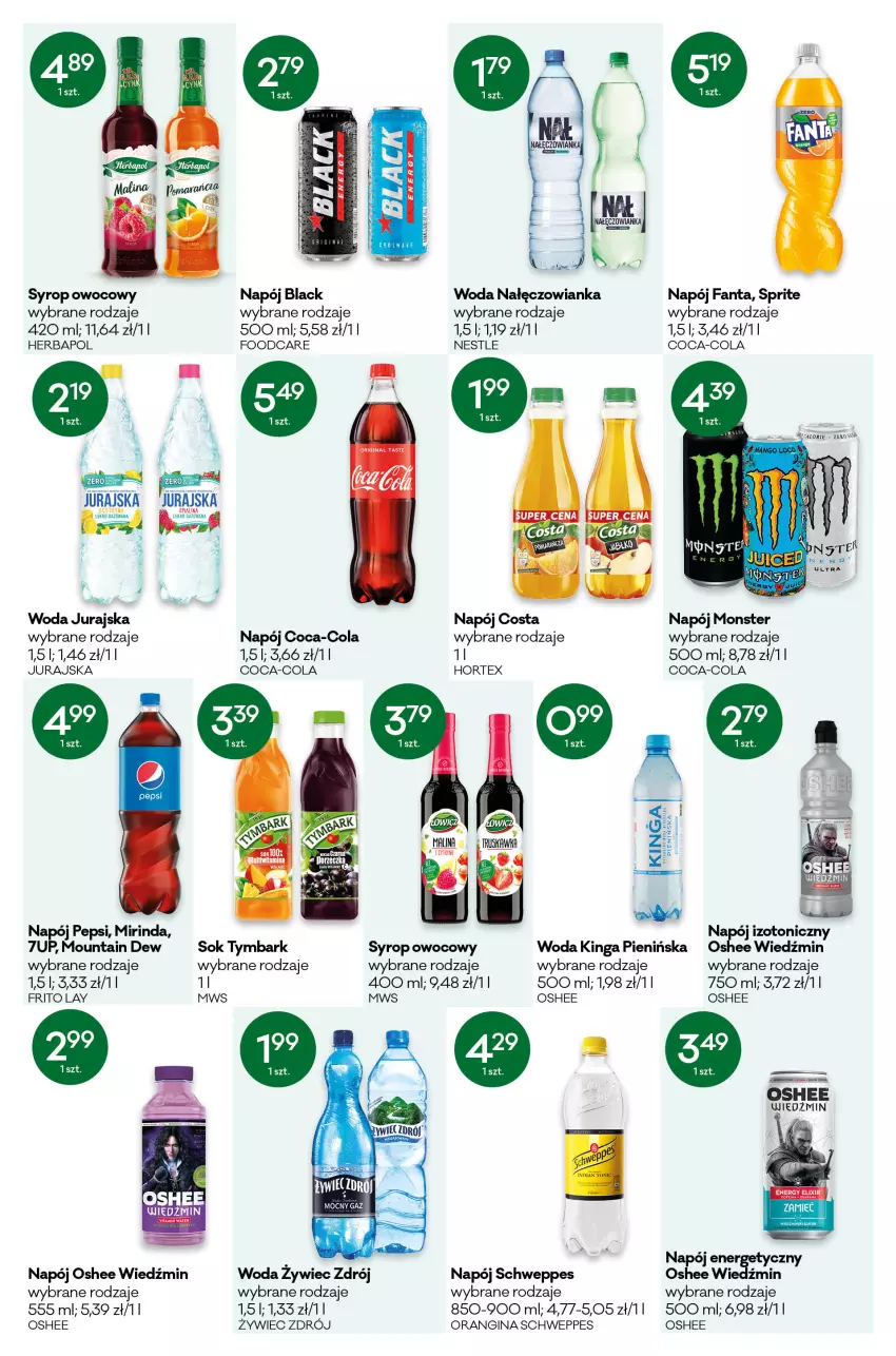 Gazetka promocyjna Groszek - ważna 21.01 do 01.02.2022 - strona 9 - produkty: Coca-Cola, Fa, Fanta, Gin, Herbapol, Hortex, Lack, Mirinda, Nałęczowianka, Napój, Napój energetyczny, Oshee, Pepsi, Schweppes, Sok, Sprite, Syrop, Tymbark, Woda