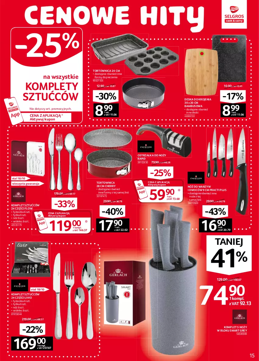 Gazetka promocyjna Selgros - Oferta przemysłowa - ważna 04.02 do 17.02.2021 - strona 15 - produkty: Deska do krojenia, Noż, Ostrzałka do noży, Piec, Tortownica, Widelec