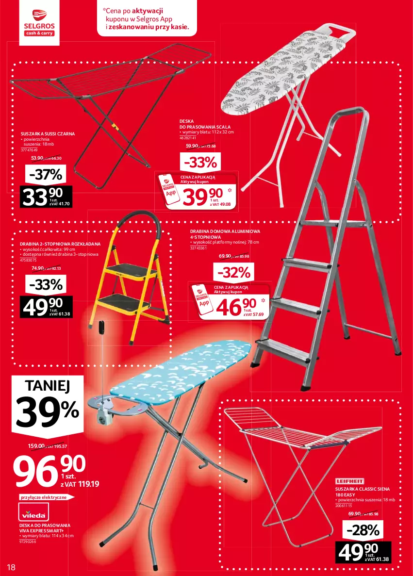 Gazetka promocyjna Selgros - Oferta przemysłowa - ważna 04.02 do 17.02.2021 - strona 18 - produkty: Deska do prasowania, Drabina, LG, Sok, Suszarka, Top