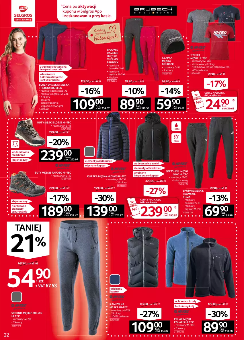 Gazetka promocyjna Selgros - Oferta przemysłowa - ważna 04.02 do 17.02.2021 - strona 22 - produkty: Bluza, Buty, Czapka, Hi-Tec, Kamizelka, Klej, Kurtka, LG, Por, Puma, Spodnie, T-shirt, Wełna