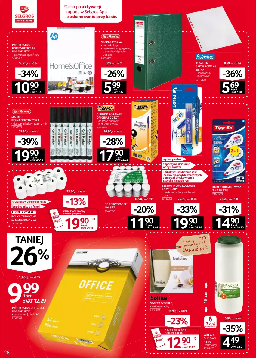 Gazetka promocyjna Selgros - Oferta przemysłowa - ważna 04.02 do 17.02.2021 - strona 28 - produkty: Długopis, Gin, Gra, HP, Kosz, LG, Marker, Mysz, Olej, Papier, Podgrzewacze, Por, Rama, Ser, Tusz, Wkład olejowy