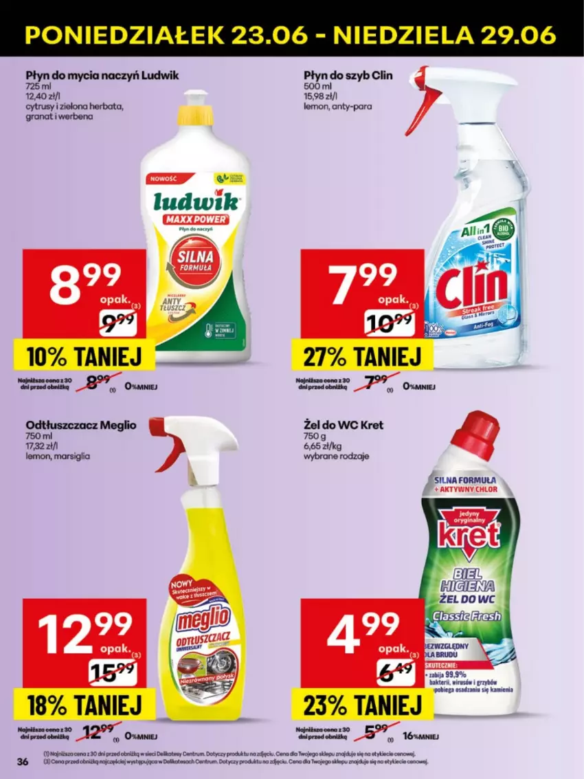 Gazetka promocyjna Delikatesy Centrum - Franczyza DC26 Poniedziałek - ważna 23.06 do 29.06.2025 - strona 36 - produkty: Clin, Do mycia naczyń, Gra, Granat, Herbata, Kret, Ludwik, Mars, Odtłuszczacz, Płyn do mycia, Płyn do mycia naczyń, Płyn do szyb, Rum