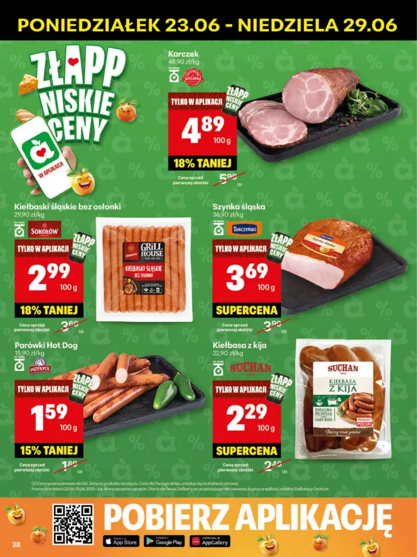 Gazetka promocyjna Delikatesy Centrum - Franczyza DC26 Poniedziałek - ważna 23.06 do 29.06.2025 - strona 38 - produkty: Grill, K2, Kiełbasa, Kiełbaski śląskie, Rum, Tarczyński