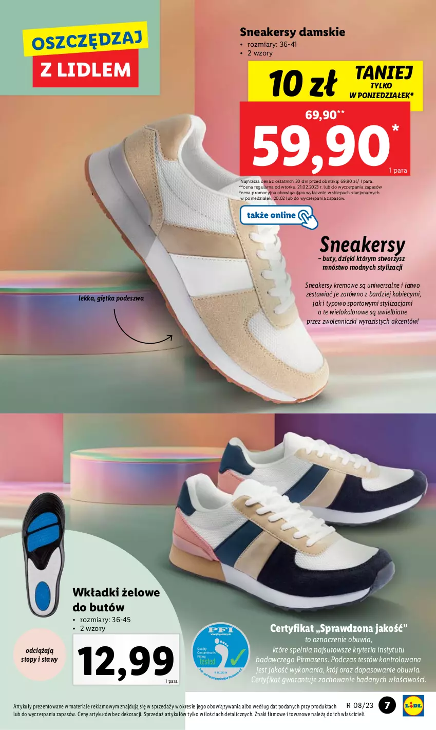 Gazetka promocyjna Lidl - GAZETKA - ważna 20.02 do 25.02.2023 - strona 9 - produkty: Buty, Por, Sneakersy, Sport, Top, Wkładki