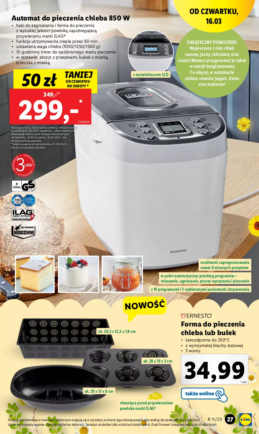 Gazetka promocyjna Lidl - GAZETKA - ważna 13.03 do 18.03.2023 - strona 29 - produkty: Automat do pieczenia chleba, Chleb, Dżem, Forma do pieczenia, Gra, Jogurt, Kubek, Makaron, Piec, Por, Rama, Sok, Waga