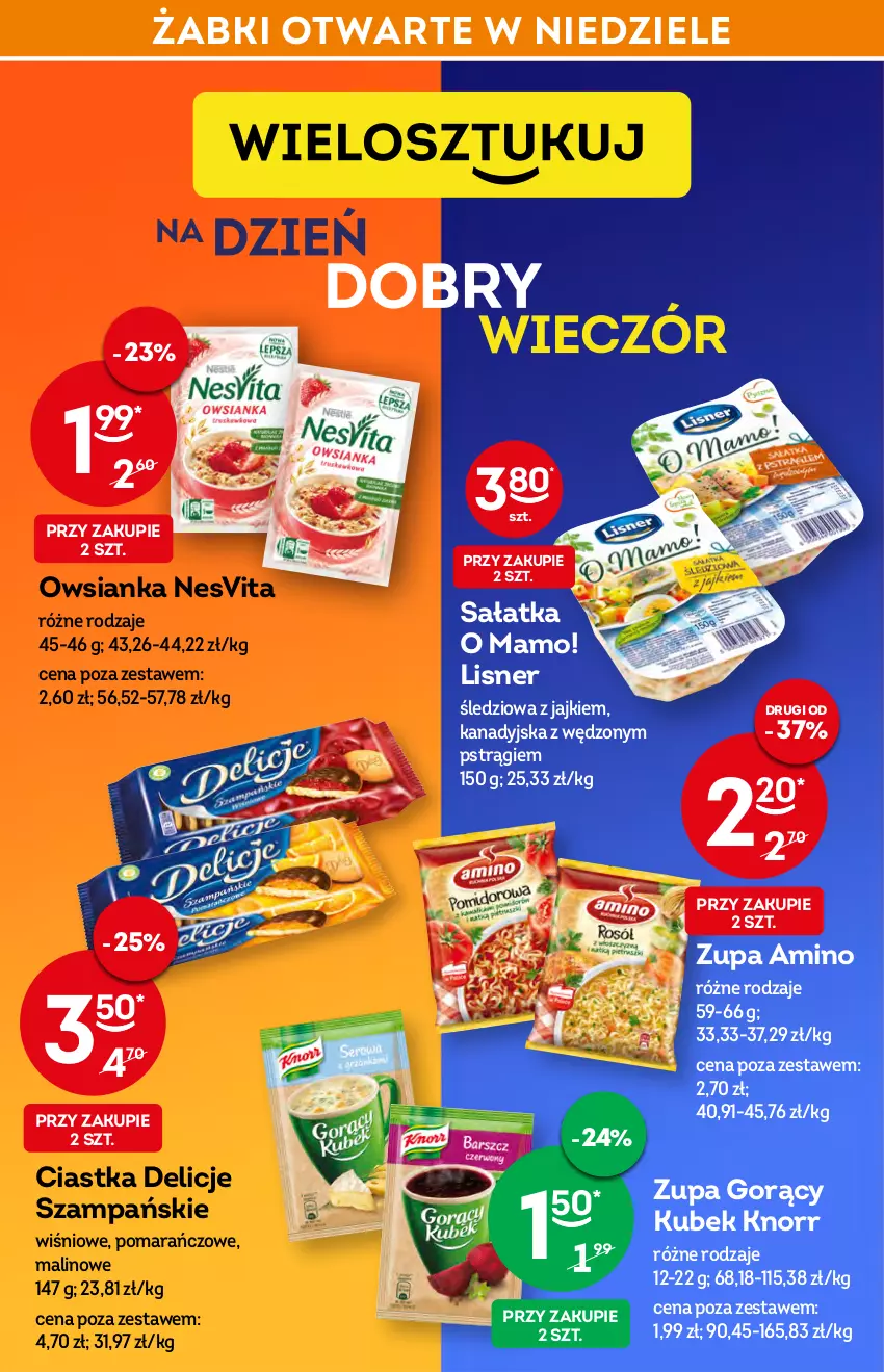 Gazetka promocyjna Żabka - ważna 02.03 do 08.03.2022 - strona 22 - produkty: Ciastka, Delicje, Knorr, Kubek, Lisner, Owsianka, Pstrąg, Sałat, Sałatka, Zupa