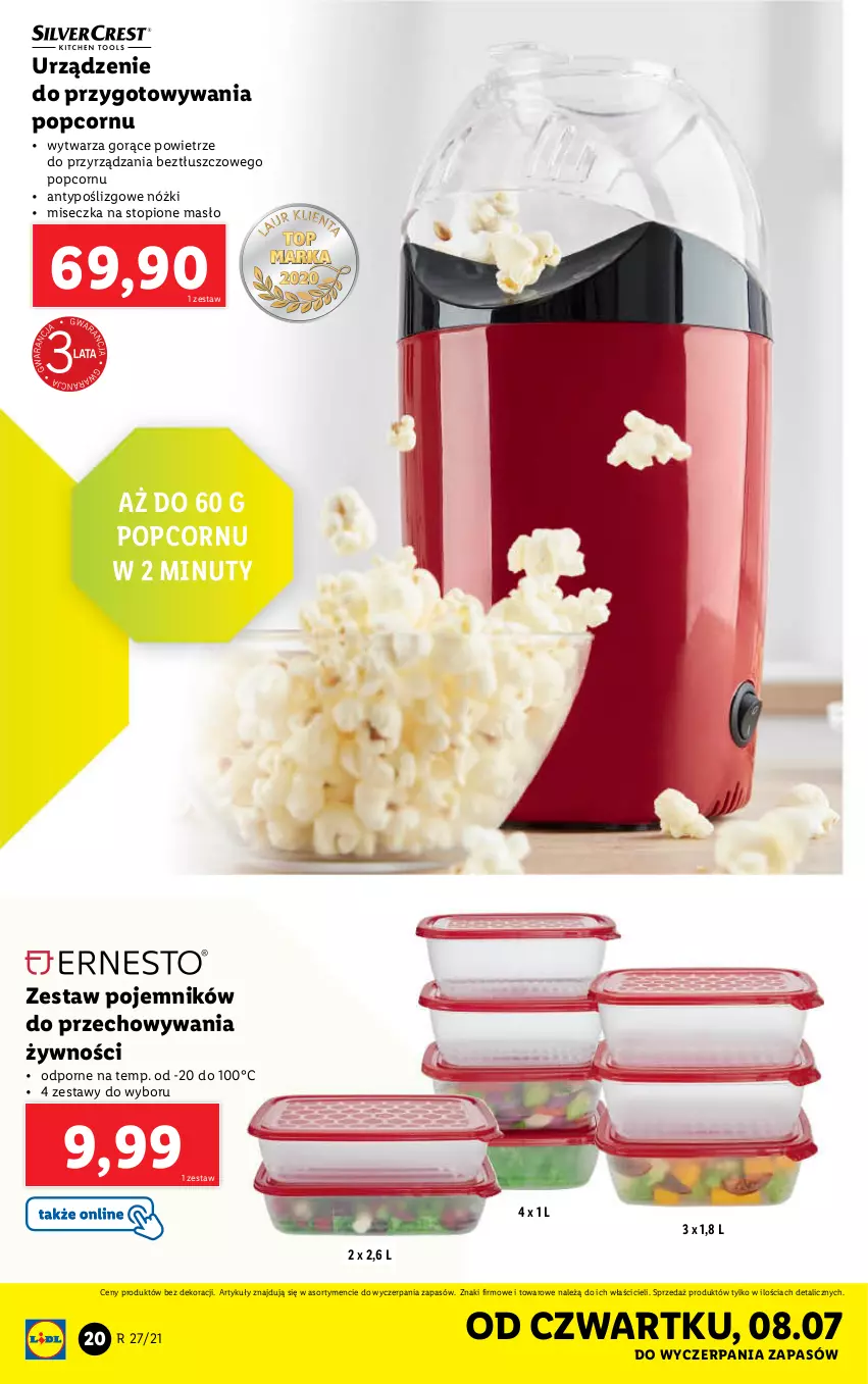 Gazetka promocyjna Lidl - GAZETKA - ważna 05.07 do 10.07.2021 - strona 20 - produkty: Masło, Miseczka, Nuty, Pojemnik, Popcorn, Por, Top