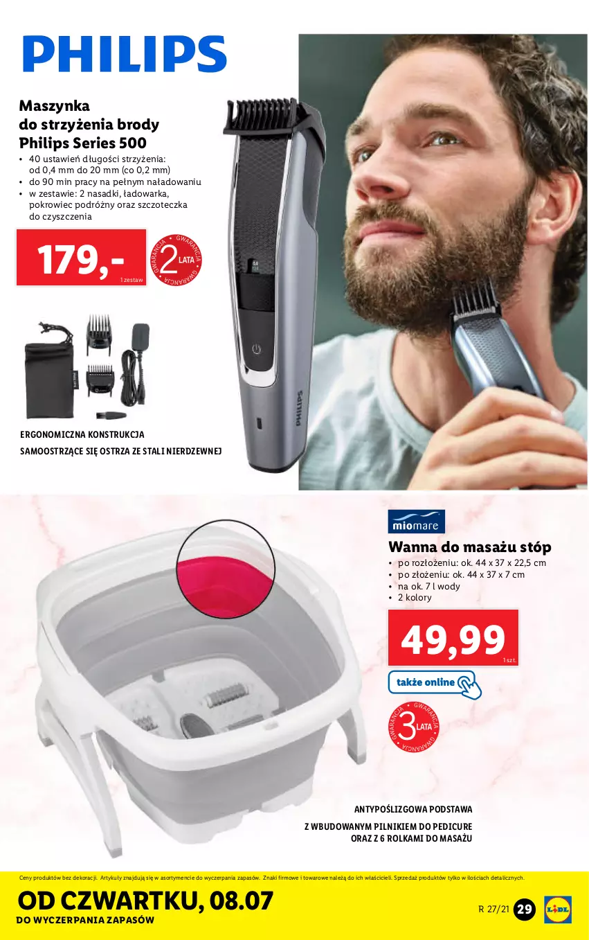 Gazetka promocyjna Lidl - GAZETKA - ważna 05.07 do 10.07.2021 - strona 29 - produkty: Maszynka, Philips, Pilnik, Pokrowiec, Ser, Szczoteczka, Szynka, Wanna, Warka