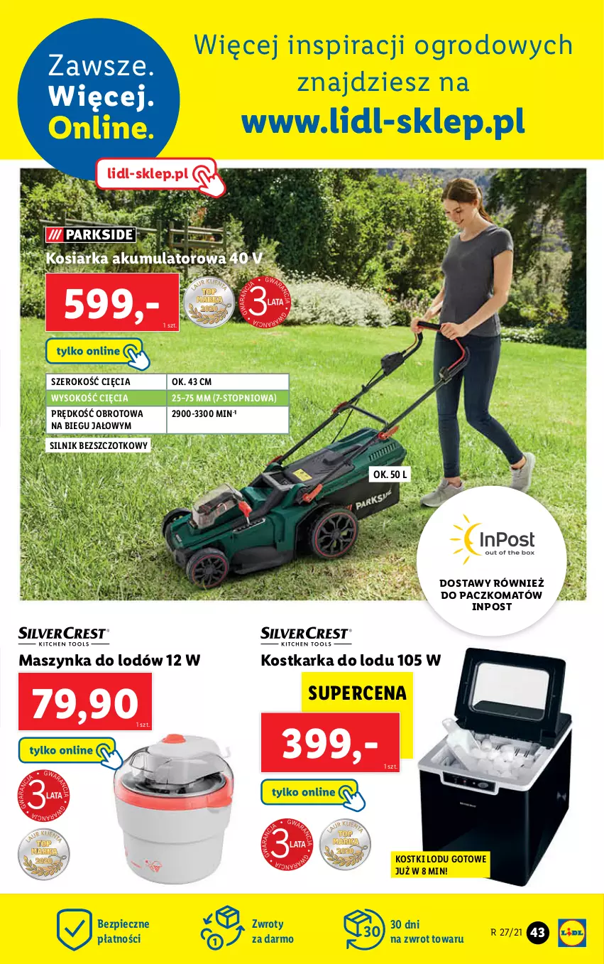 Gazetka promocyjna Lidl - GAZETKA - ważna 05.07 do 10.07.2021 - strona 43 - produkty: Akumulator, Kosiarka, Maszynka, Piec, Sok, Szynka, Top