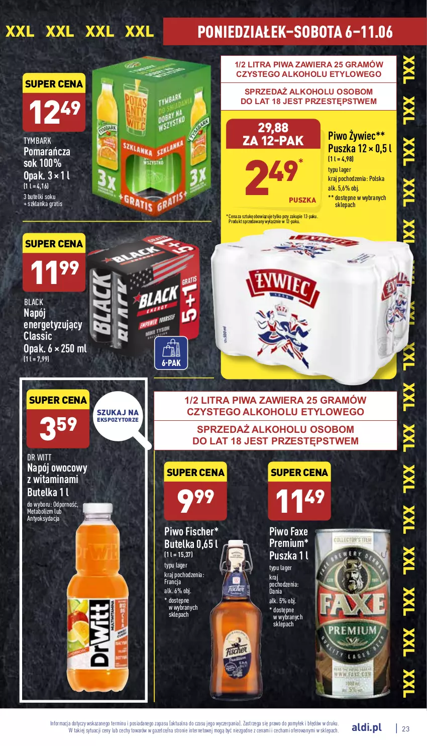 Gazetka promocyjna Aldi - Katalog spożywczy - ważna 06.06 do 11.06.2022 - strona 23 - produkty: Fa, Gra, Lack, Napój, Piwa, Piwo, Por, Sok, Szklanka, Tymbark