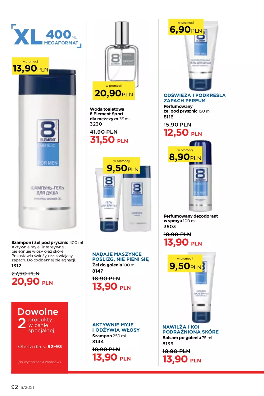 Gazetka promocyjna Faberlic - Gazetka - ważna 01.11 do 21.11.2021 - strona 92 - produkty: Balsam po goleniu, Dezodorant, Perfum, Por, Sport, Szampon, Woda, Woda toaletowa