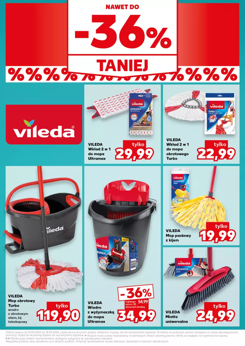 Gazetka promocyjna Kaufland - Kaufland - ważna 12.09 do 18.09.2024 - strona 20 - produkty: Kije, Miotła, Mop, Rama, Teleskop, Vileda, Wiadro