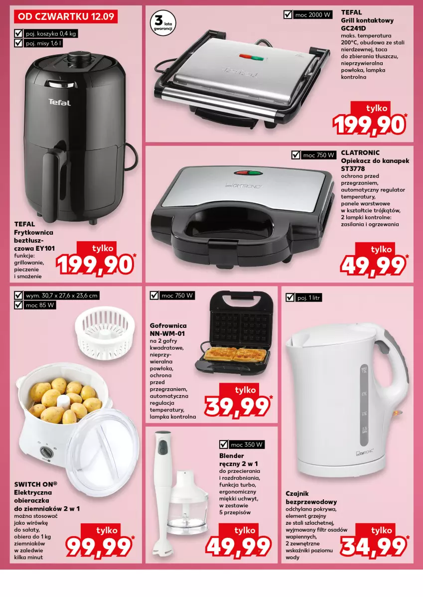 Gazetka promocyjna Kaufland - Kaufland - ważna 12.09 do 18.09.2024 - strona 4 - produkty: Blender, Blender ręczny, Czajnik, Fa, Gofrownica, Gofry, Grill, Grill kontaktowy, Kosz, LANA, Obieraczka, Opiekacz do kanapek, Piec, Pokrywa, Sałat, Silan, Taca, Tefal