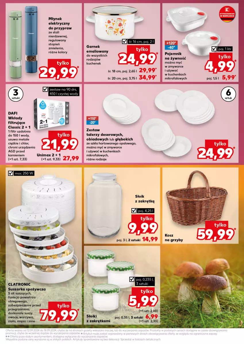 Gazetka promocyjna Kaufland - Kaufland - ważna 12.09 do 18.09.2024 - strona 5 - produkty: Deser, Fa, Garnek, Grzyby, Kosz, Mięso, Młynek, Owoce, Piec, Pojemnik, Ser, Suszarka, Talerz, Top, Warzywa, Zestaw talerzy